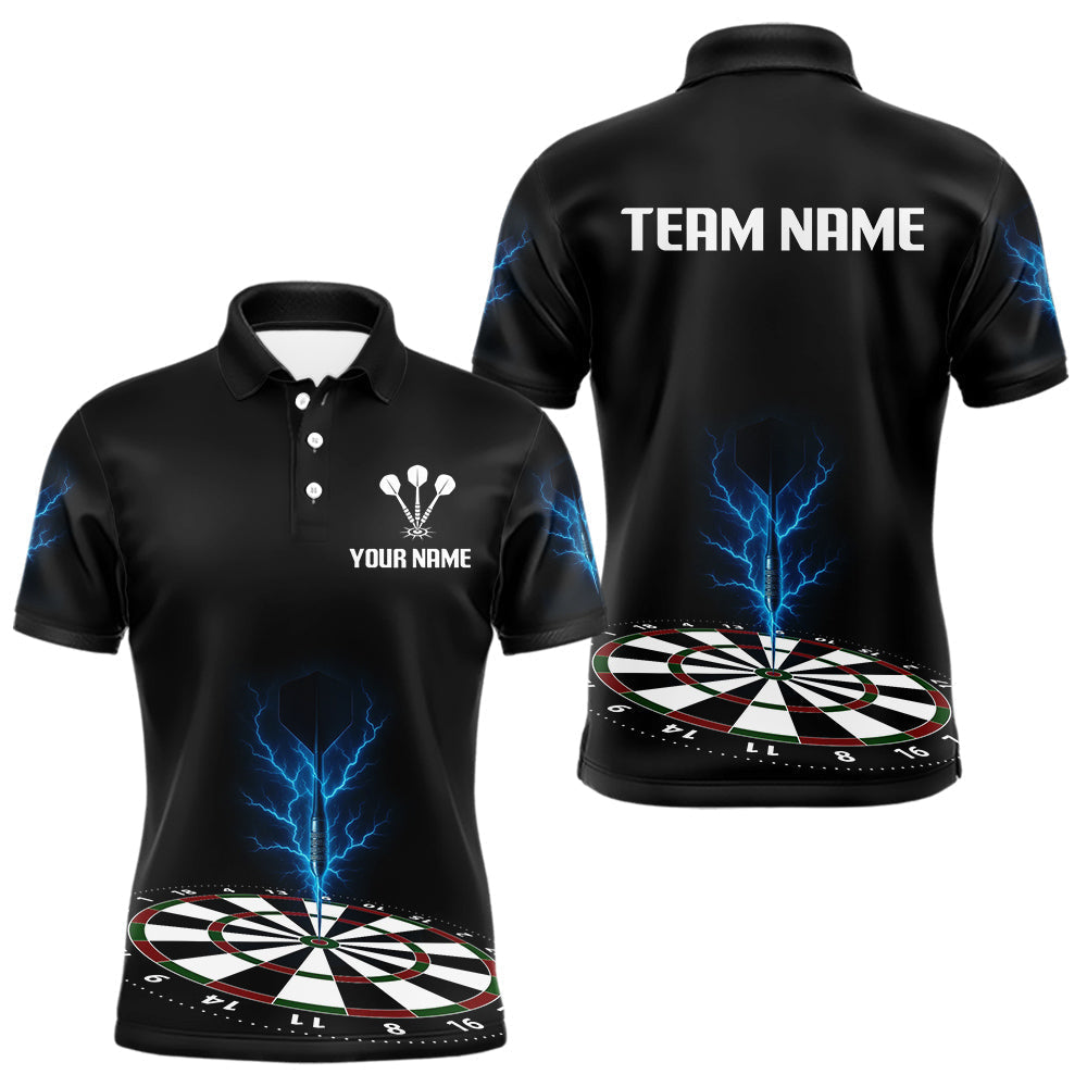 Blisscorners Menâ€™s Darts Shirt, Colorful Dartboard With Navy Thunder Lightning Dart Arrow
