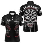 Blisscorners Personalized Skull Black Grunge Polo & 1/4 Zip Darts Shirt For Men, Dart Team Jerseys LM233