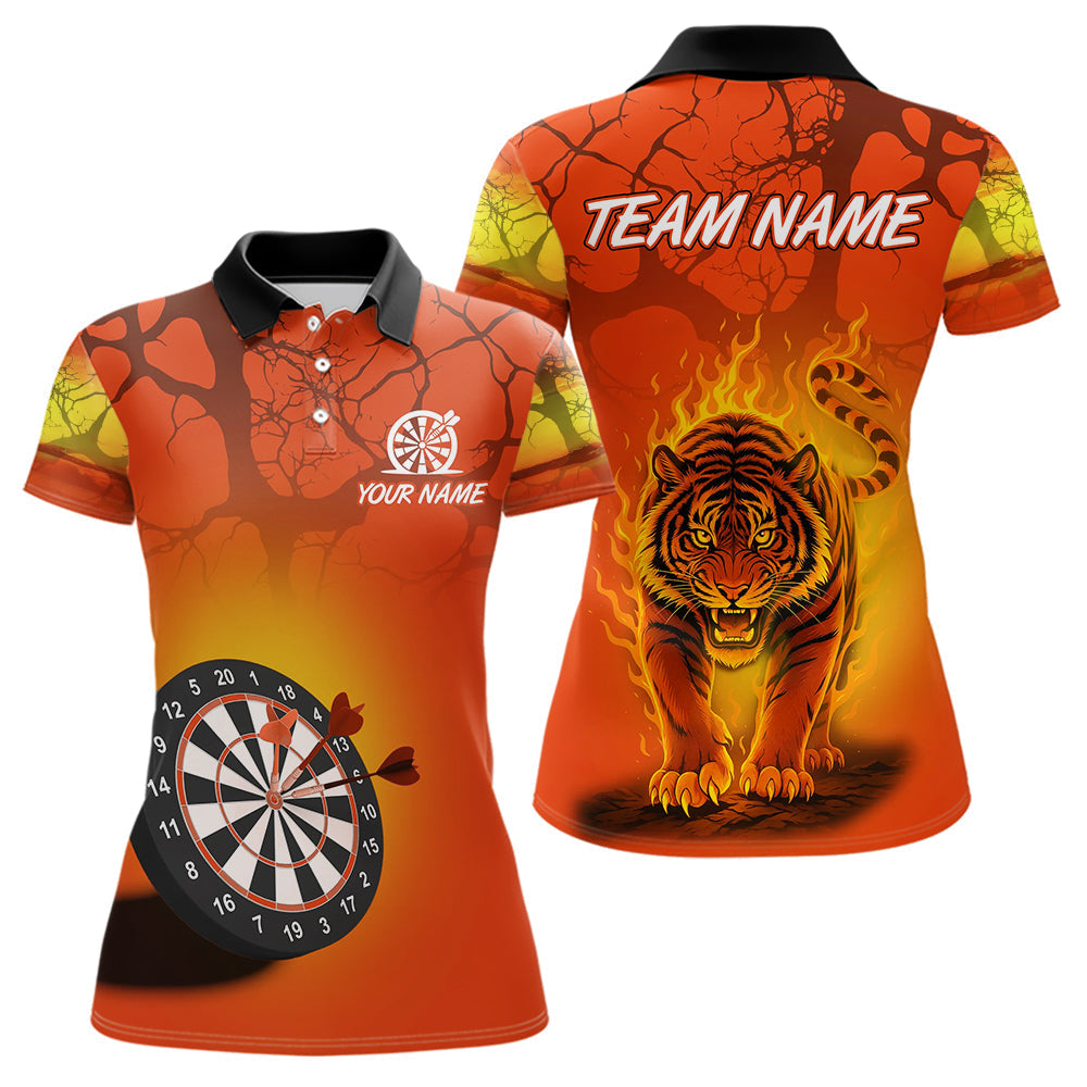 Blisscorners Flaming Tiger Orange Pattern Dartboard Darts Shirt For Men - Custom Name LM1625