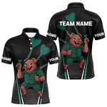 Blisscorners Darts Master Pig In Green Funny Darts Shirt For Men - Custom Team & Player Name LM1625