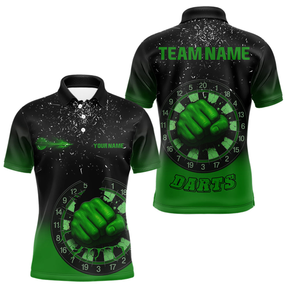 Blisscorners Dynamic Verdant Fist Artwork Darts Shirt For Men - Custom Team Name - Darts Jersey LM1625