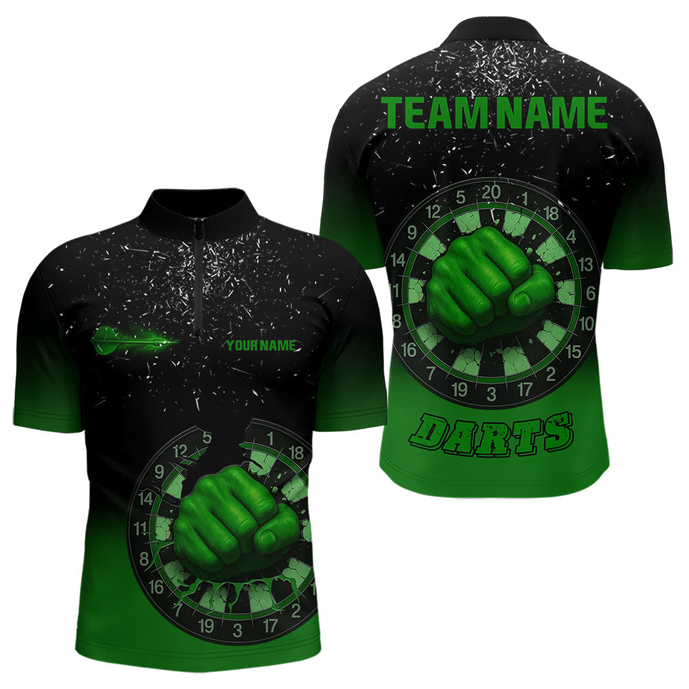 Blisscorners Dynamic Verdant Fist Artwork Darts Shirt For Men - Custom Team Name - Darts Jersey LM1625