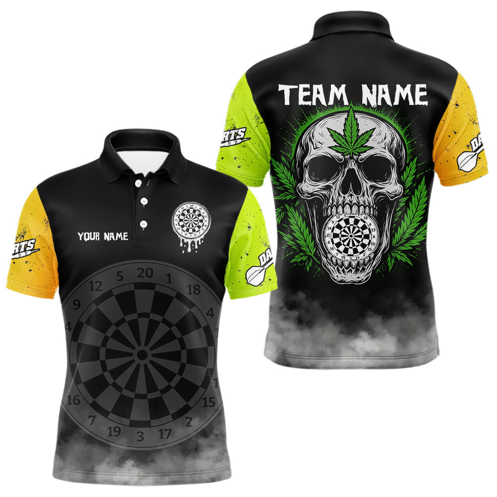 Blisscorners Lime Leaves Skull & Dartboard, Colorful Darts Shirt For Men - Customizable Name