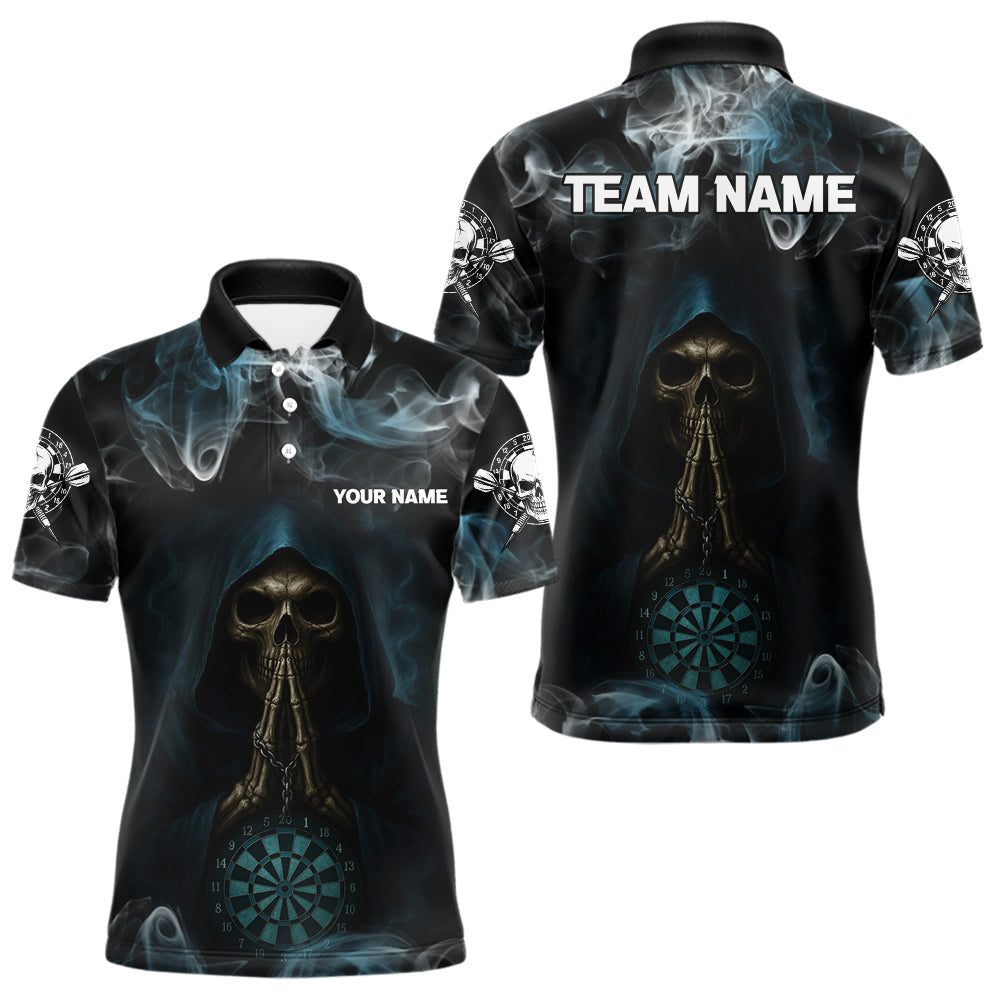 Blisscorners The Reaper & Dartboard Smoke Pattern Darts Team Shirt For Men – Customizable Name