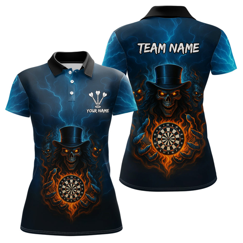 Blisscorners Flaming Dartboard & Evil Magician Darts Shirt For Men - Custom Player & Team Name