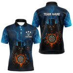 Blisscorners Flaming Dartboard & Evil Magician Darts Shirt For Men - Custom Player & Team Name