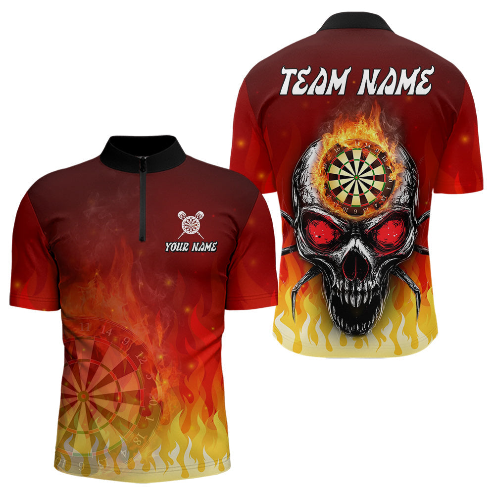 Blisscorners Spider Skull Flame Dartboard Custom Flame Dart Shirt For Men, Dart Jerseys