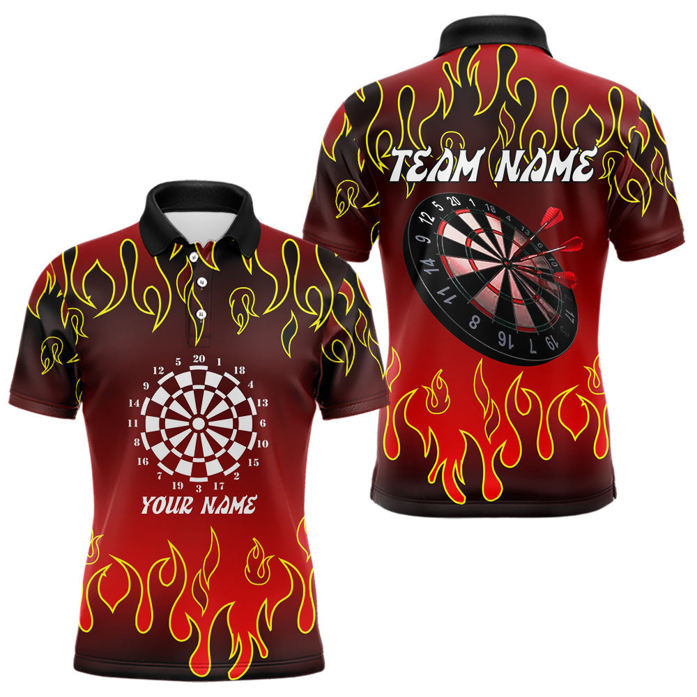 Blisscorners Custom Flame Pattern Red Dartboard Flame Dart Shirt For Men, Dart Jerseys
