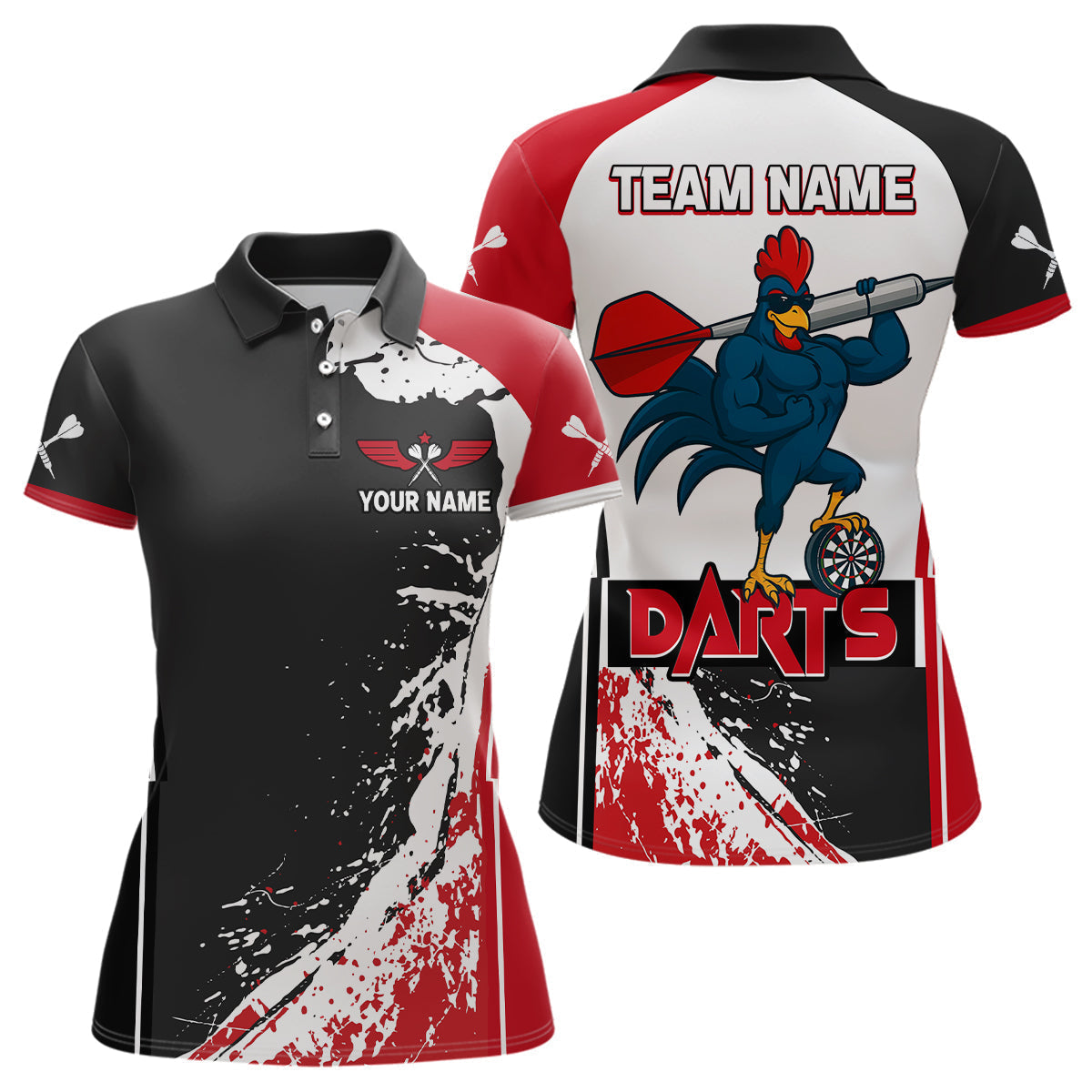 Blisscorners Fiery Rooster Fury Dart Arrow Men's Funny Darts Shirt - Custom Name For Darts Jersey MT1706
