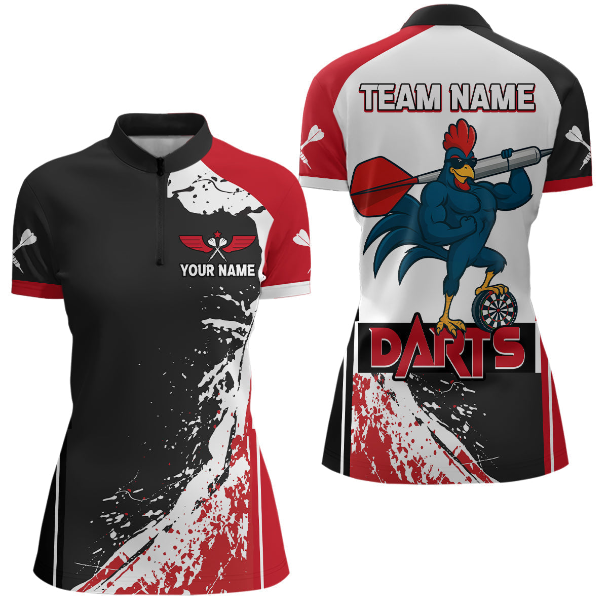 Blisscorners Fiery Rooster Fury Dart Arrow Men's Funny Darts Shirt - Custom Name For Darts Jersey MT1706