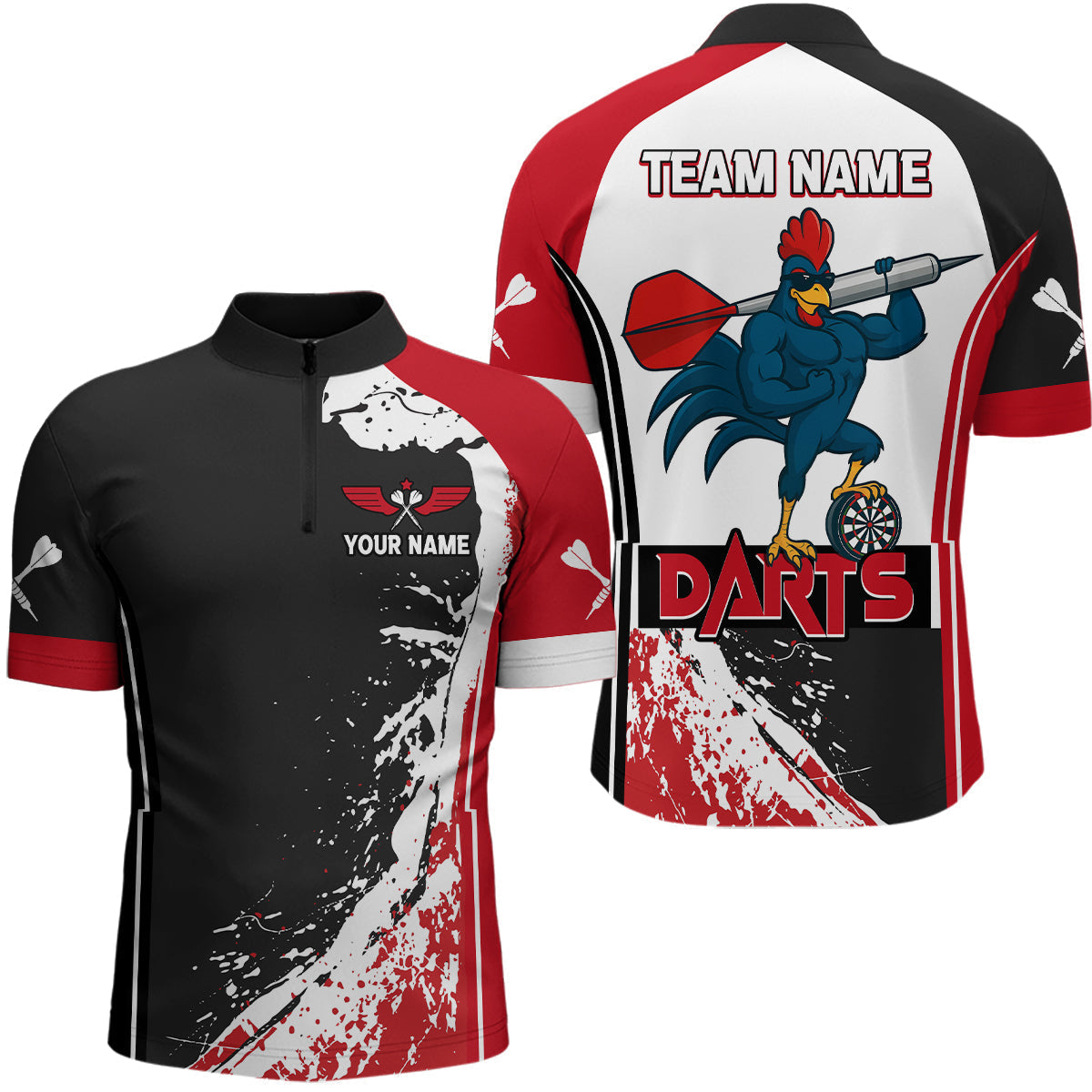 Blisscorners Fiery Rooster Fury Dart Arrow Men's Funny Darts Shirt - Custom Name For Darts Jersey MT1706