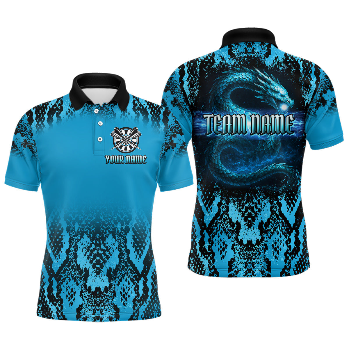 Blisscorners Lightning Navy Cobra & Snake-Skin Darts Shirt For Men - Custom Dart Player Jerse LM2206