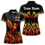Blisscorners Menâ€™s Darts Team Shirt - Rust Phoenix And Flame Pattern | Custom Name Option