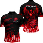 Blisscorners Men's Custom Darts Team Shirt With Maroon Phoenix Dartboard And Flame Pattern LM1625
