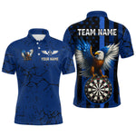 Blisscorners US Flag Eagle Dartboard Grunge Blue Darts Shirt For Men - Custom Name & Team Jersey LM3006