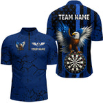 Blisscorners US Flag Eagle Dartboard Grunge Blue Darts Shirt For Men - Custom Name & Team Jersey LM3006