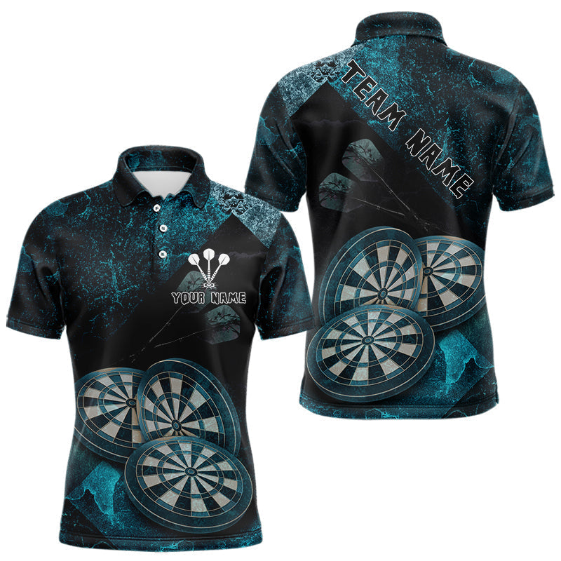Maxxcorners Triple Dartboards Grunge Darts Shirt For Men Custom Name For Players | Opt1 - Turquoise MT0307