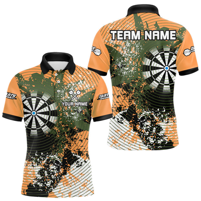 Maxxcorners Dartboard Colorful Grunge Men's Darts Shirt Custom Name For Players | Opt2 - Orange MT0307