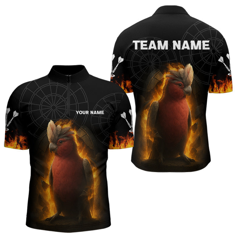 Blisscorners Flaming Cockatoo Dartboard Men's Dart Shirt - Custom Team Name For Darts Jersey  LM1506