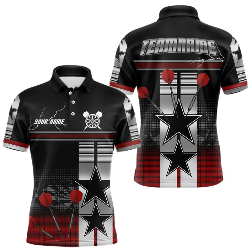 Blisscorners Patriotic Star & Darts Custom Men's Darts Shirt - Black & Red Jersey For Players LM1506