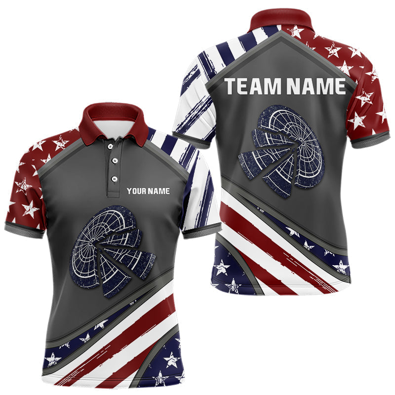Blisscorners US Flag Cracked Dartboard Custom Darts Polo Shirt For Men - Darts Team Jersey MT1007
