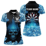 Blisscorners Ice Flame Skull & Dartboard Custom Darts Polo Shirt For Men - Darts Team Jersey LM1307