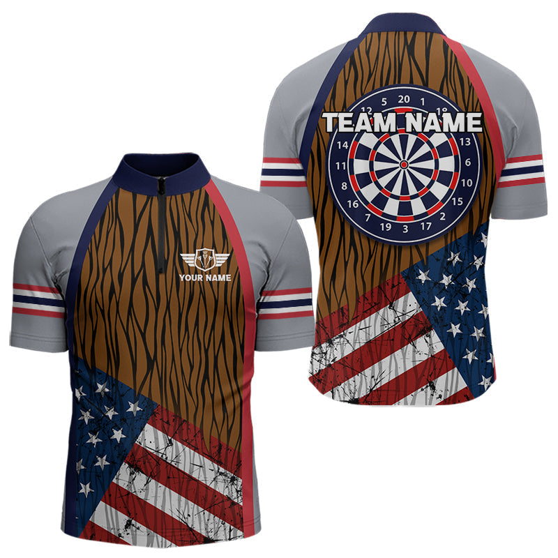 Blisscorners US Flag Dartboard Grunge Patriotic Darts Shirt For Men - Custom Dart Player Jersey LM2206