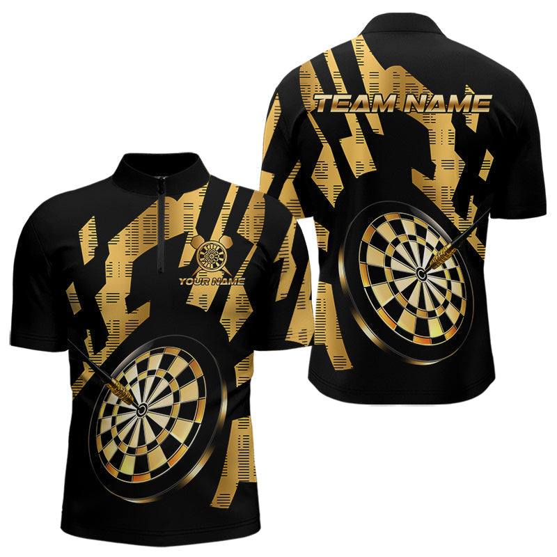 Blisscorners Gold Dartboard & Arrow Men's Darts Polo Shirt - Custom Name For Players LM1307