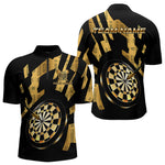 Blisscorners Gold Dartboard & Arrow Men's Darts Polo Shirt - Custom Name For Players LM1307
