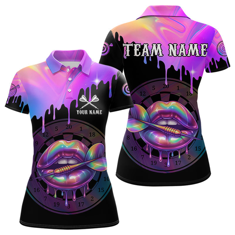 Blisscorners Galaxy Dripping Dart Arrow Men's Darts Polo Shirt - Custom Name For Players  LM1307