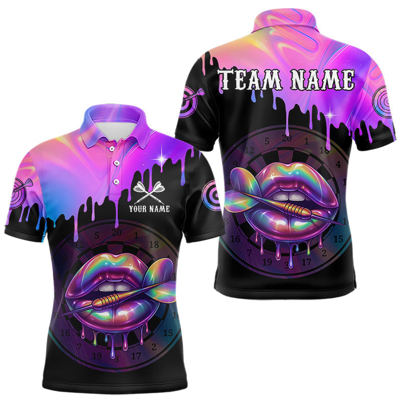 Blisscorners Galaxy Dripping Dart Arrow Men's Darts Polo Shirt - Custom Name For Players  LM1307