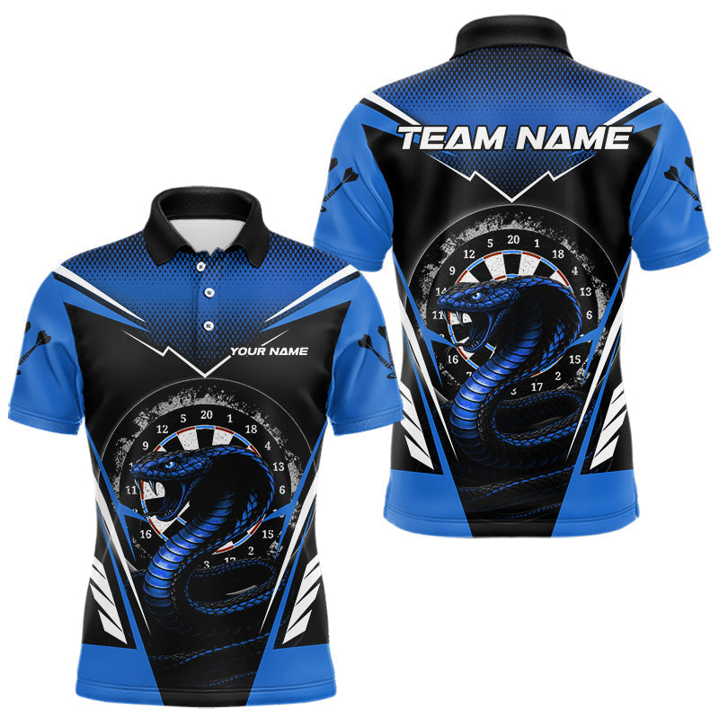 Blisscorners Azure Cobra & Dartboard Men's Darts Polo Shirt - Custom Name For Darts Jersey LM1307