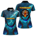 Blisscorners Lightning Turquoise Flame Hand & Darts Men's Darts Shirt - Custom Name For Players MT2306