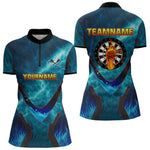 Blisscorners Lightning Turquoise Flame Hand & Darts Men's Darts Shirt - Custom Name For Players MT2306