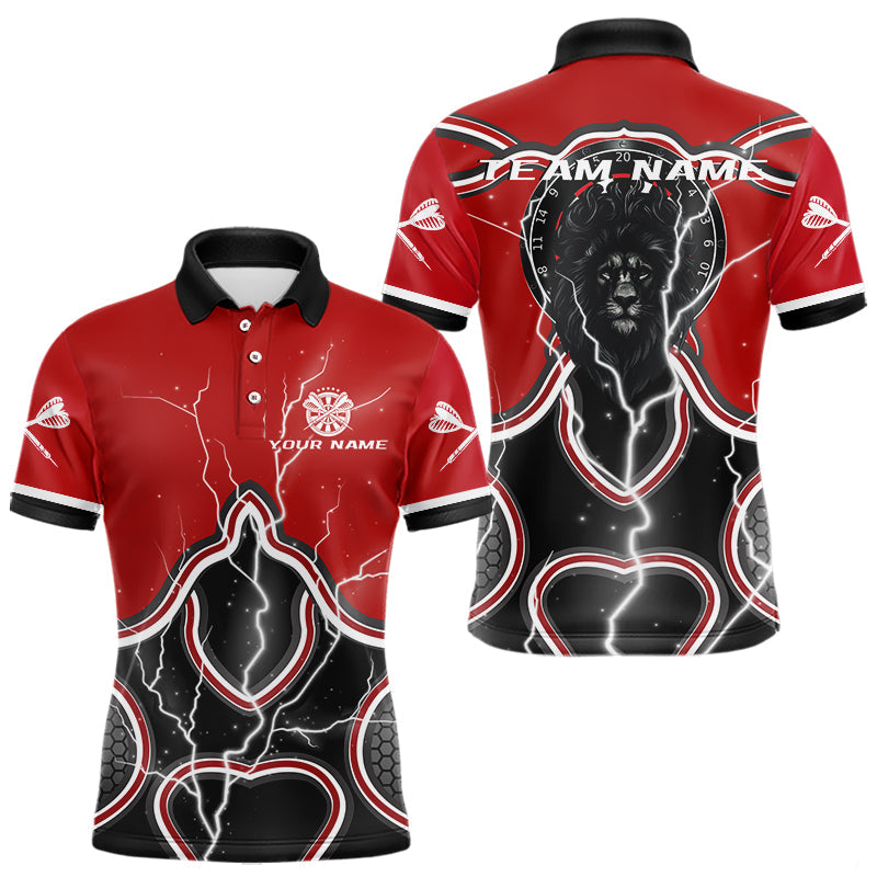 Blisscorners Lightning Dark Lion Dartboard Red Darts Shirt For Men - Custom Name For Players MT2306