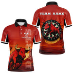 Blisscorners Red Rampage Bull & Cracked Dartboard Men's Darts Shirt - Custom Name For Players MT2306