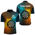 Blisscorners Turquoise & Yellow Smoke Dartboard Darts Shirt For Men - Custom Name & Team Jersey LM3006