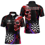 Blisscorners Red Skull And Dartboard Custom Darts Polo Shirts For Men, Darts Jersey MT707