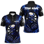 Blisscorners Thunder Lightning Skeleton Dartboard Blue Darts Shirt For Men - Custom Name & Team LM3006