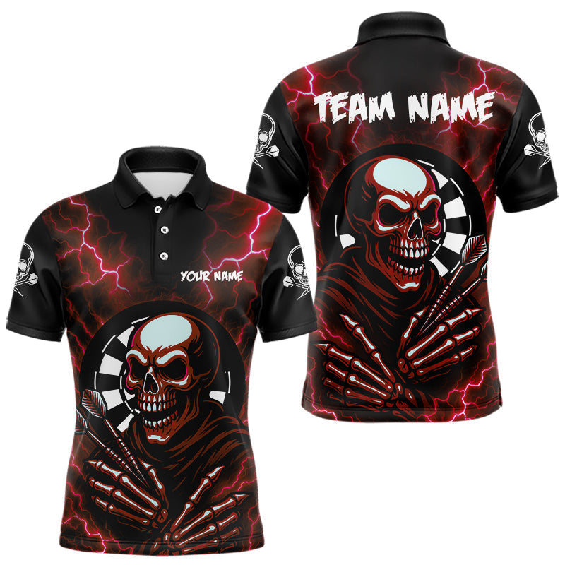 Blisscorners Thunder Lightning Skeleton Dartboard Red Darts Shirt For Men - Custom Name & Team LM3006