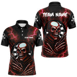 Blisscorners Thunder Lightning Skeleton Dartboard Red Darts Shirt For Men - Custom Name & Team LM3006
