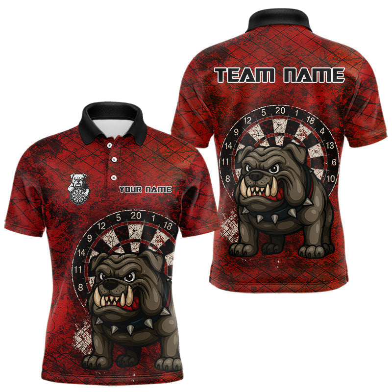 Blisscorners Bull Dog And Dartboard Red Grunge Darts Shirt For Men - Custom Name & Team Jersey LM3006