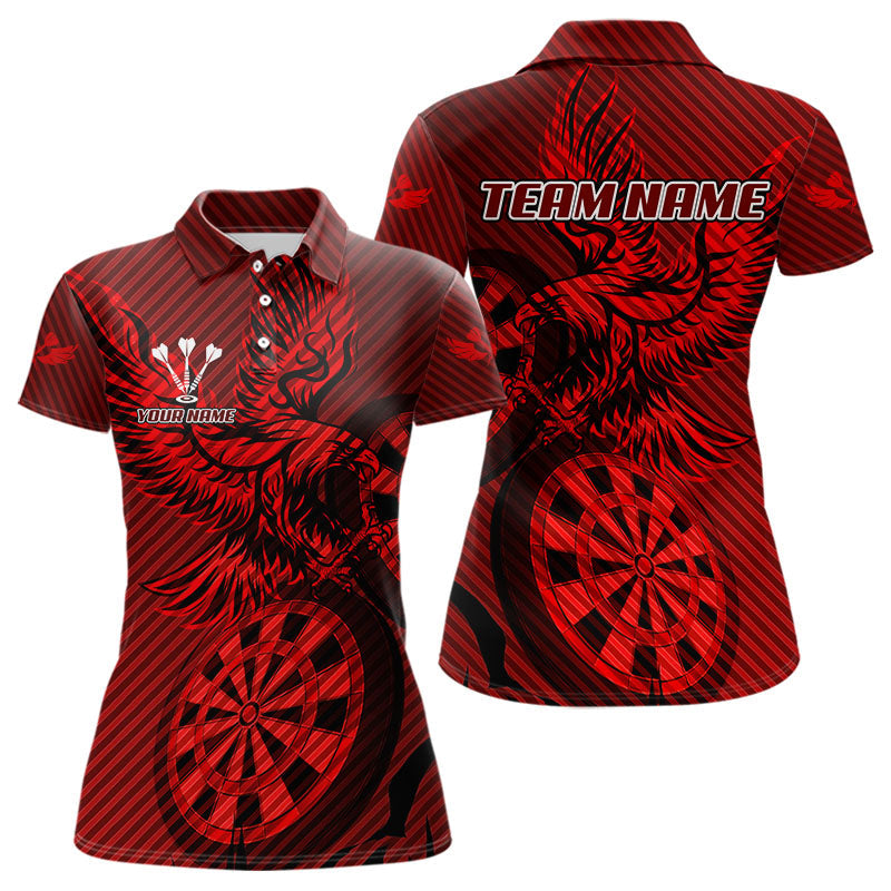 Blisscorners Custom Eagle & Dartboard Red Stripes Dart Polo Shirts For Men, Dart Team Jerseys LM2007