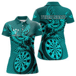 Blisscorners Custom Eagle & Dartboard Turquoise Stripes Dart Polo Shirts For Men, Dart Team Jerseys LM2007