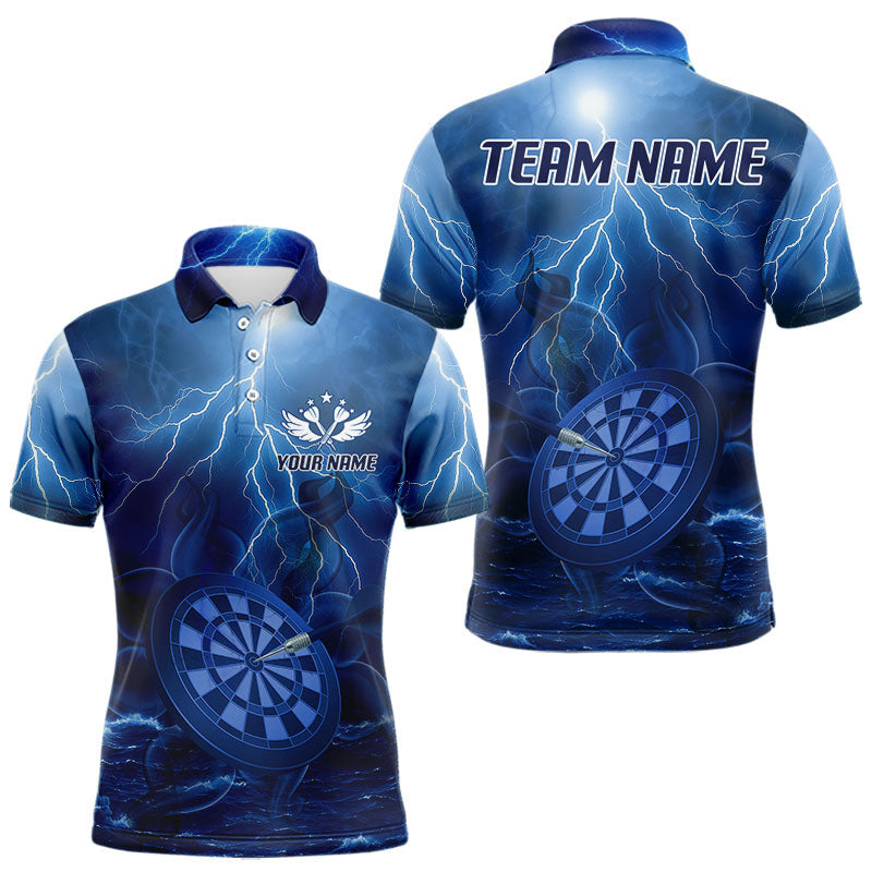 Blisscorners Thunder Dartboard In The Ocean Blue Darts Shirt For Men - Custom Name & Team Jersey LM3006