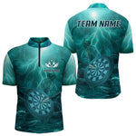 Blisscorners Thunder Dartboard In The Ocean Turquoise Darts Shirt For Men - Custom Name & Team LM3006