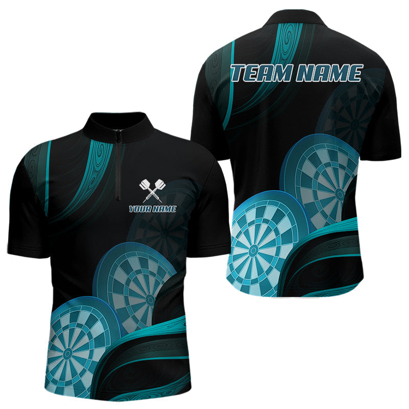 Blisscorners Three Turquoise-Dartboard 3D Tribal Darts Shirt For Men - Custom Name & Team Jersey LM3006