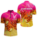 Blisscorners Flames In Vibrant Pink & Yellow Darts Funny Shirt For Men - Custom Team Name LM1625