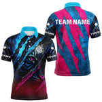 Blisscorners Blue & Pink Claw Scratch Fierce Tiger Darts Shirt For Men - Custom Team Name LM1625