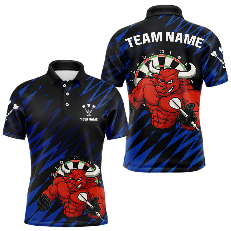 Blisscorners Maroon & White Bull Holding Dart Arrow Darts Shirt For Men - Custom Team Name LM1625